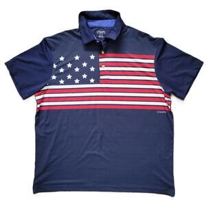 Chaps Men’s XL Golf Polo Shirt American Flag Navy USA Patriotic Performance